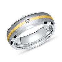 anillo moderno de titanio con incrustaciones de oro y diamantes