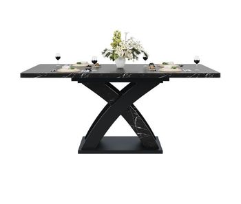 Mesa de comedor extensible rectangular 120-160máx cm de mdf,negro