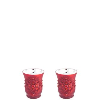 Portavelas decorativo de vidrio rojo h9