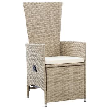 Sillas Reclinables Jardín 2 Uds | Silla De Exterior | Sillón Y Cojines Ratán Sintético Beige