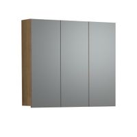 armario de bano con espejo y 3 puertas l90 cm - roble