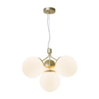 lampara de techo nordico elegante laton y 4 bolas cristal blanco