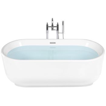Bañera Independiente Acrílico Sanitario Blanco Brillante Ovalado Diseño Minimalista Moderno Pinel