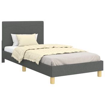 Cama Para Niños Con Cabecero Gris Oscuro 90 X 200 Cm Tela Vidaxl