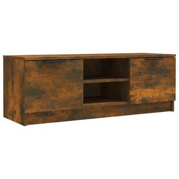 Mueble Tv | Mueble De Salón | Armario Tv Madera Contrachapada Roble Ahumado 102x35x36,5 Cm