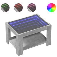 mesa de cafe - mesa de centro y led madera ingenieria gris hormigon 73x53x45cm