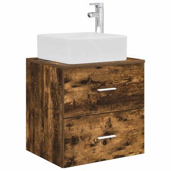 Vanidad Con Lavabo De Pared Roble Ahumado 53 X 34,5 X 63 Cm Vidaxl