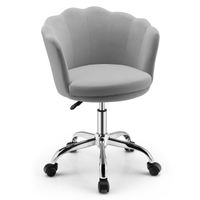 costway silla giratoria de terciopelo de oficina altura ajustable con ruedas silla de ordenador tapizada con respaldo gris