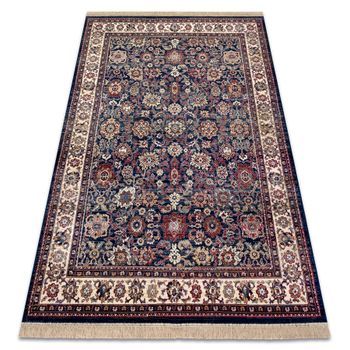Alfombra Windsor 22991 Ornamento, Cuadro, Franja Azul Oscuro / Marfil 60x100 Cm