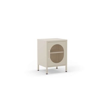 Mesita De Noche Dora Con Puerta Diseño Industrial Moderno