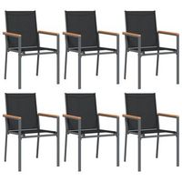 pack 6 uds sillas de jardin  silla de exterior  sillon textilene y acero negro 55x615x90 cm