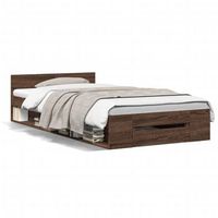 cama individual  cama para adultos  cama con cajon madera de ingenieria marron roble 75x190 cm