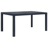 mesa de jardin de plastico aspecto ratan gris 150x90x72 cm vidaxl