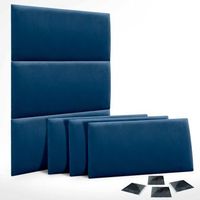 dhome juego de 6 paneles tapizados de terciopelo premium pack autoadhesivos para pared acusticos absorbentes proteccion impactos azul 60x40cm x6