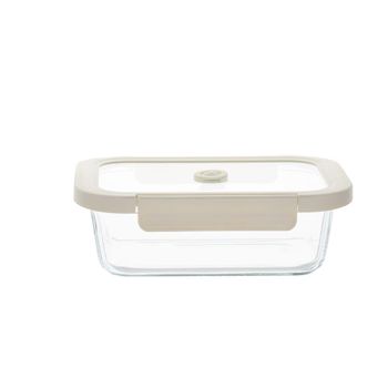 Caja de vidrio y tapa beige L21 cm