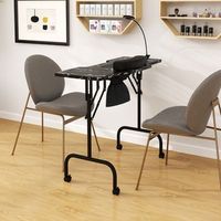mesa de manicura plegable colector polvo electrico lampara led 4 ruedas negro