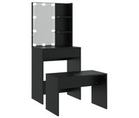 vidaxl juego de tocador con led madera contrachapada negro