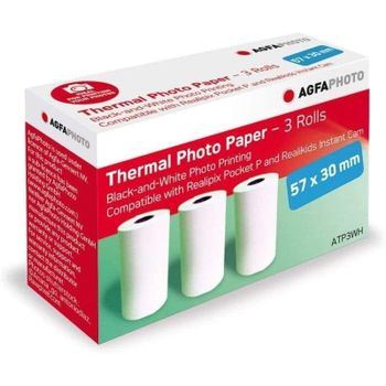 Papel fotográfico térmico Agfaphoto ATP3WH 3 rollos 57 x 30 mm compatible Realipix Pocket P