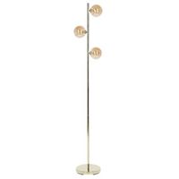 lampara de pie de metal dorado 154 cm 3 luces vidrio ahumado sala de estar ramis