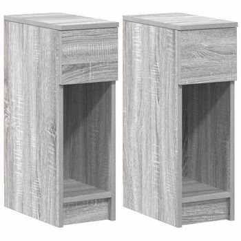 Mesillas De Noche Con Cajón 2 Unidades Gris Sonoma 20x36x60 Cm