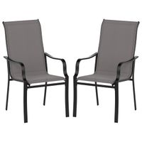 costway juego de 2 sillas de jardin con respaldo alto y reposabrazos con carga de hasta 150 kg para jardin balcon 73 x 56 x 101 cm gris