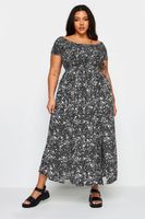 yours vestido largo negro florecitas con cuerpo elastico mujer curvy y tallas grandes yours