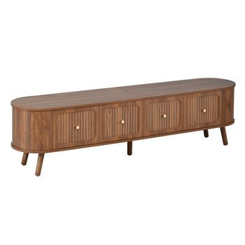Mueble De Tv De 180 Cm Color Nogal Con Cuatro Puertas Abatibles