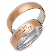 alianzas 18 quilates oro rojo-blanco 4 diamantes