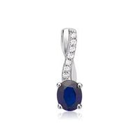 colgante oro blanco 14 quilates zafiro 7 diamantes
