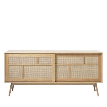 Aparador de 2 puertas de madera y trenzado l180cm - madera clara