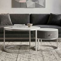 mesas de centro de terciopelo y metal cm o 70x45-50x40