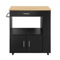 carrito de cocina con estante aglomerado  mdf negro