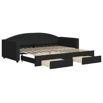 Sofá Cama Nido Con Cajones Tela Negro 90x200 Cm Vidaxl