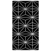 alfombra negra con patron geometrico de viscosa y algodon 80 x 150 cm tejida a mano estilo glam moderno sibel