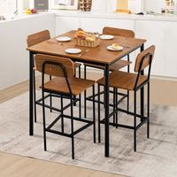 juego mesa comedor 5 piezas altura mostrador 4 taburetes bar nogal