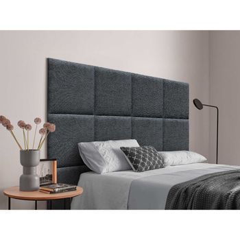 Dhome Cabecero Tapizado Compuesto De Paneles Autoadhesivos Intercambiables Serie Luxury Edition Cama Lujo Dormitorio (silver Ebony, 140cm)