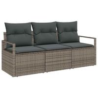 juego de sofa 3 piezas  mueble de jardin gris ratan sintetico
