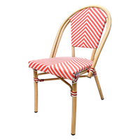 silla paris roja - aluminio imitacion ratan y textilene - apilable eme mobiliario