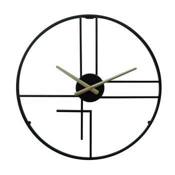 Reloj redondo grande de metal negro y dorado d.50 cm