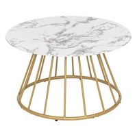 mesa de centro efecto marmol blanco rayo d70cm