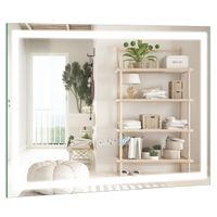 costway espejo rectangular de bano con luz led brillo ajustable continuamente 3 temperaturas de color funcion antivaho y de memoria 60 x 40 cm