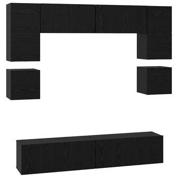 Conjunto De Mueble De Tv 8 Piezas Roble Negro 80 X 30 X 30 Cm