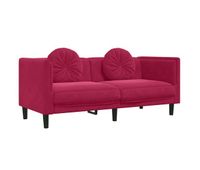 sofa de 2 plazas - sofa de salon con cojines terciopelo rojo tinto
