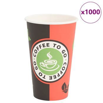 Tazas De Café De Papel 1000 Uds 16oz 400ml Rojo Y Negro Vidaxl