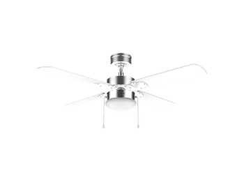 Ventilador de techo - Cecotec EnergySilence Aero 450 IronWhite, 4 aspas, 50W motor cobre, 3 velocidades, Modo winter/summer, Cadena, Blanco/plata