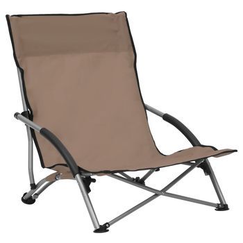 Pack 2 Uds Sillón De Playa| Sillas De Playa Plegables Tela Gris Taupé