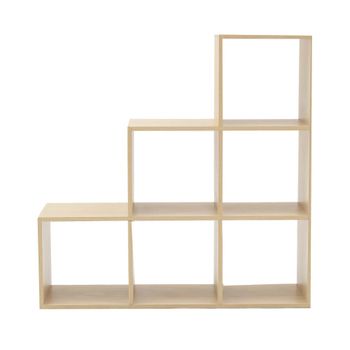 Librería de escalera con 6 cubos de mdf beige