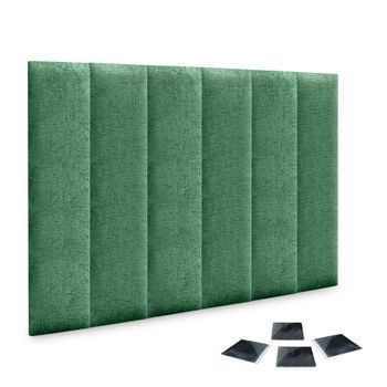 Dhome Juego De 6 Paneles Tapizados De Lana Ecológica Pack Autoadhesivos Para Pared Acústicos Absorbentes Protección (verde, 60x20cm, X6)