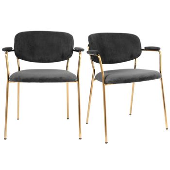 Silla de tela acanalada carbono y metal dorado(x2)