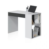 mesa de escritorio con 1 cajon y estante lateral 101x50 cm adam blanco artik blanco mate - gris grafito 101 x 73 x 50 cm